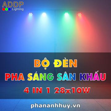 Bộ đèn pha sân khấu 4 trong 1 với công suất 28x10W