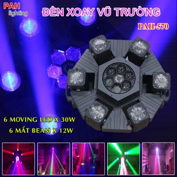 Đèn LED nhện 6 mắt quét tia cục mạnh cho vũ trường phòng bay
