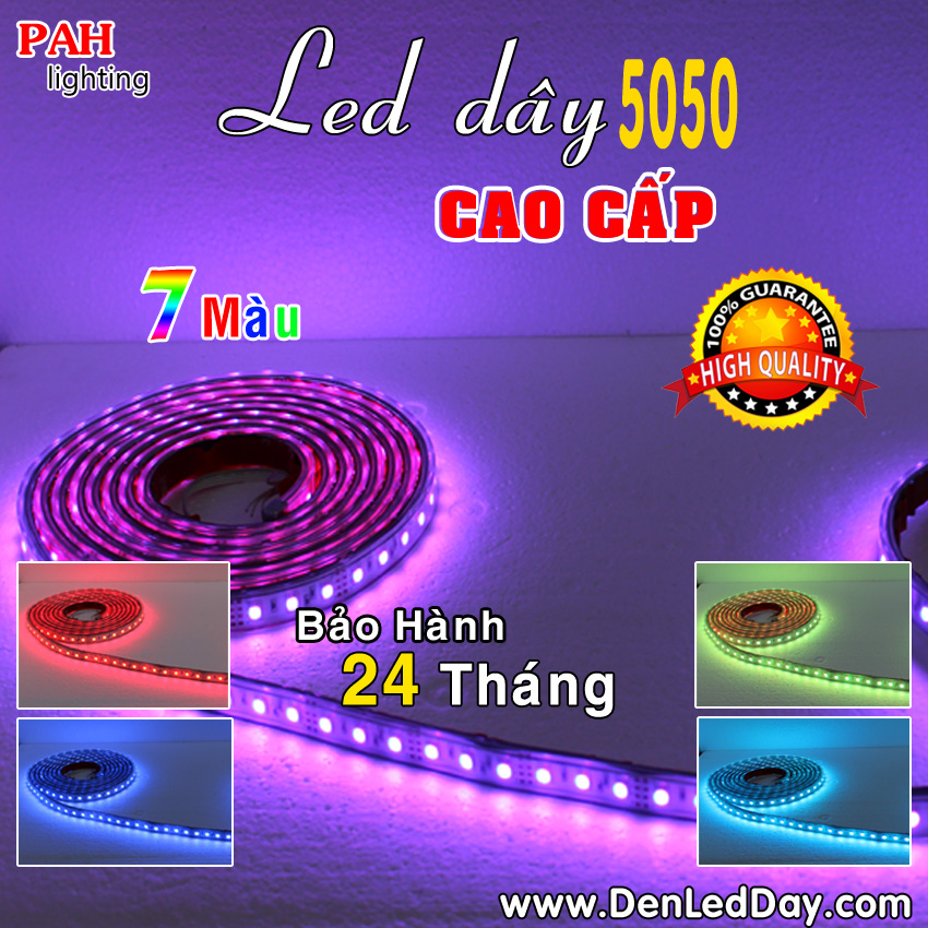 LED dây 7 màu 5050, 300 led, chịu nước, cuộn 5m, 12v, Hàng Cao Cấp