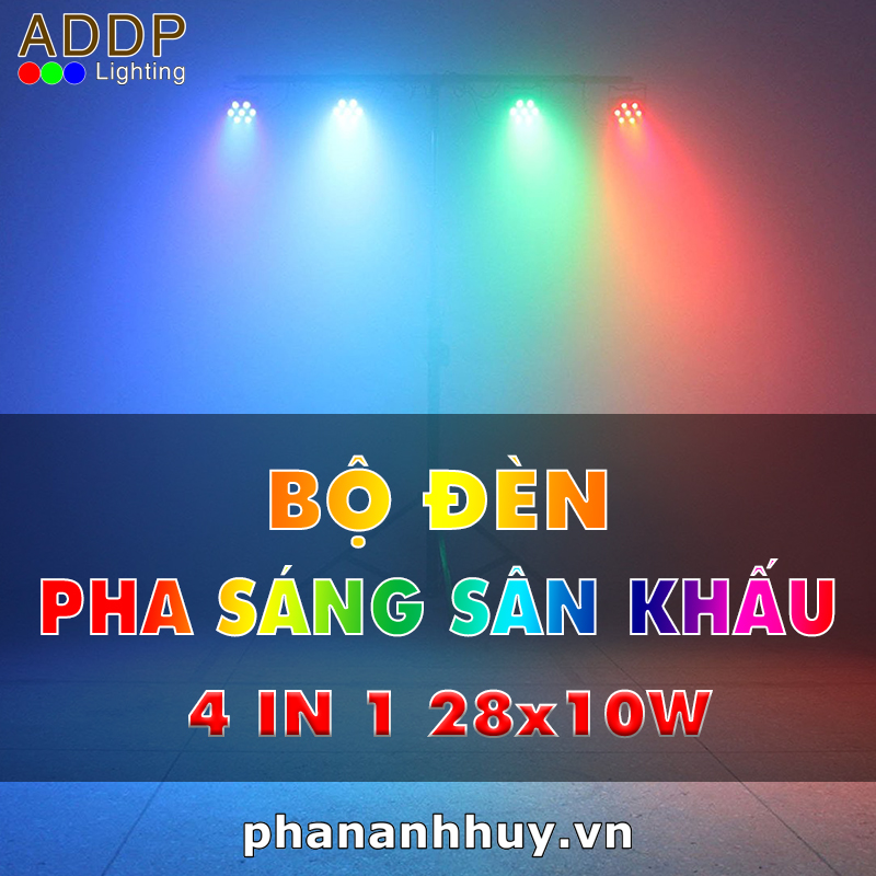 Bộ đèn pha sân khấu 4 trong 1 với công suất 28x10W