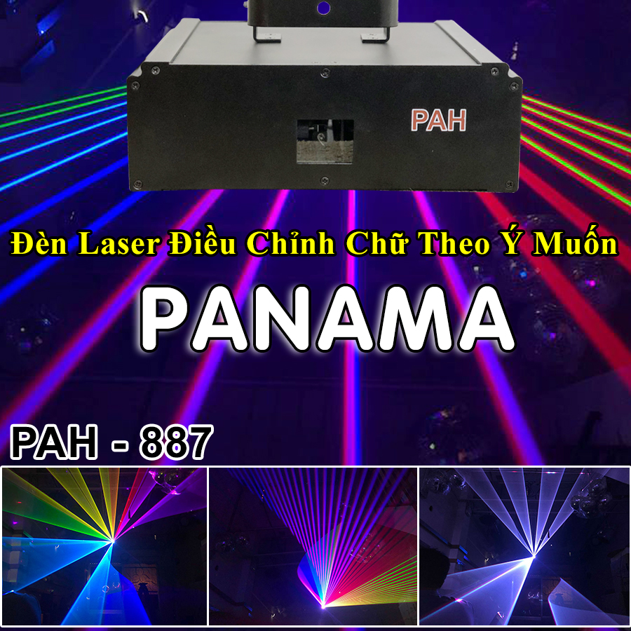 Đèn Laser Panama quét tia + chạy chữ tùy ý qua Bluetooth