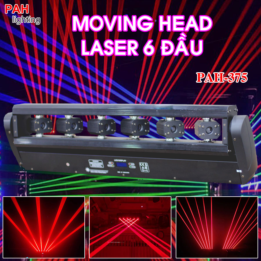 Đèn laser vũ trường xoay 6 mắt quét tia dày cực mạnh