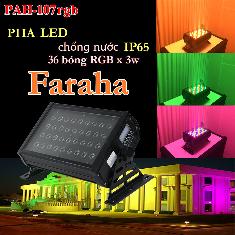 Đèn Pha LED Faraha chống nước pha sáng tòa nhà cao cấp 36 x 3w RGB
