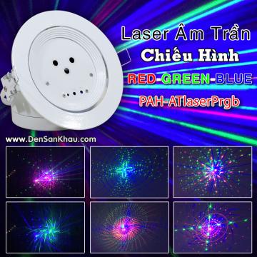 Đèn laser trang trí phòng karaoke âm trần 3 mắt chiếu hình RGB